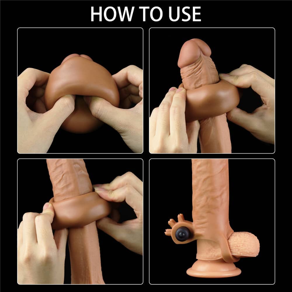 Tutorial on how to use the 7.5 inches dildo brown extender add 2 inches