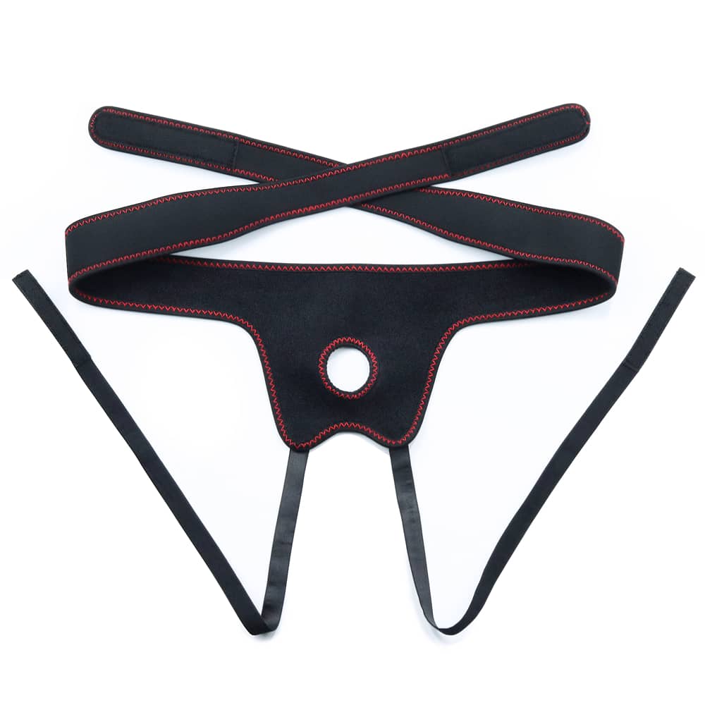 The 7.5 inches dildo strap on harness for women lays flat