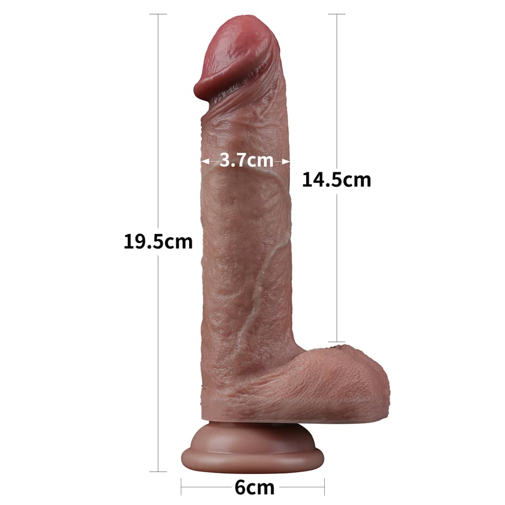 The size of the 7.5 inches dual layered silicone cock