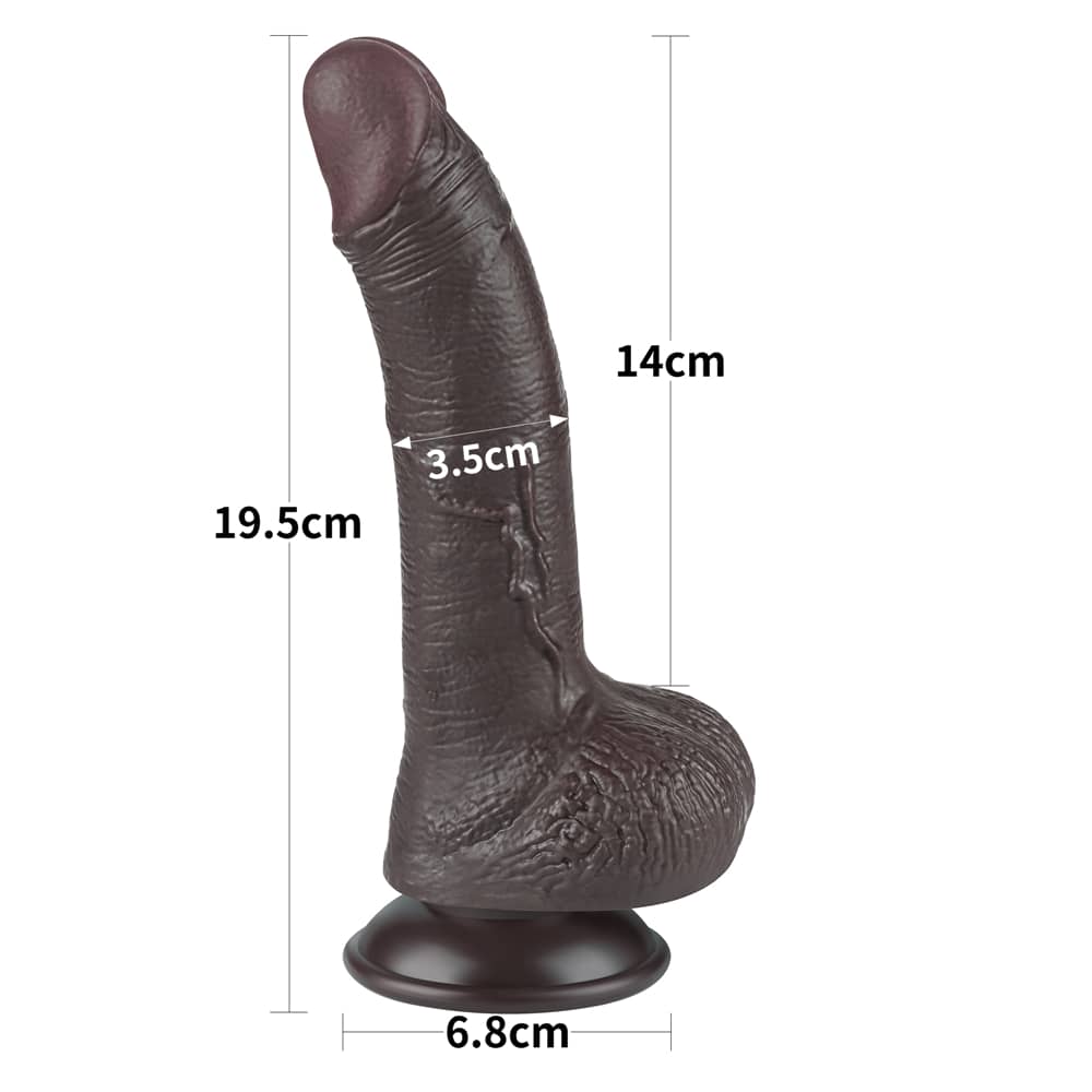 The size of the 7.5 inches sliding skin dual layer dong black