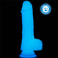 The 7.5 inches lumino play silicone dildo emits blue fluorescence