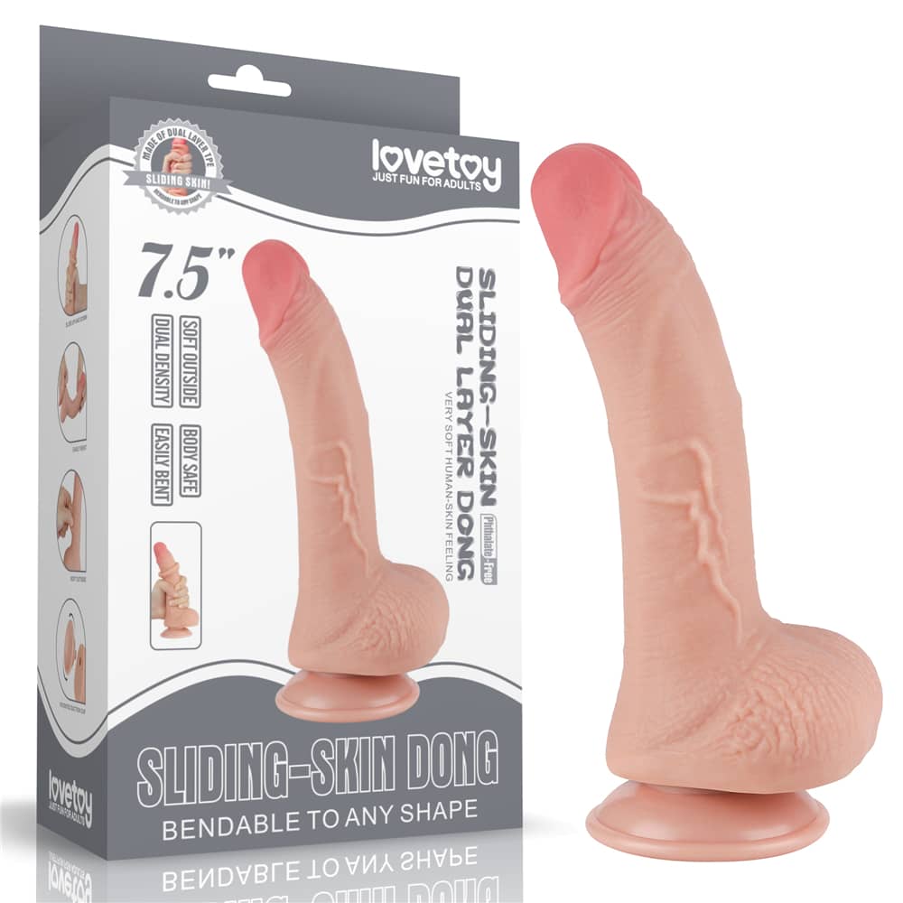 The packaging of the 7.5 inches flesh sliding skin dual layer dong 