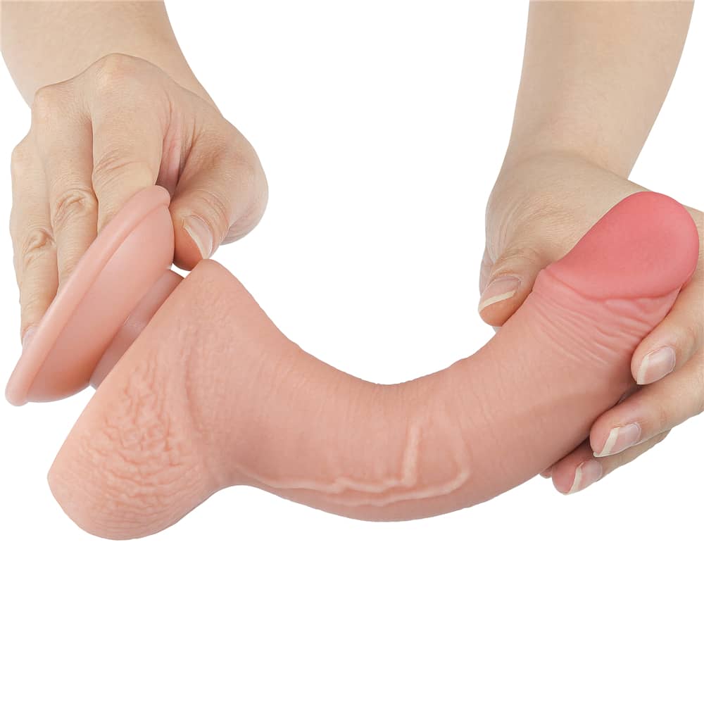 The 7.5 inches flesh sliding skin dual layer dong  is soft and realistic