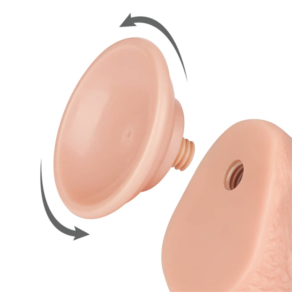 The removable suction cup of the 7.5 inches flesh sliding skin dual layer dong 