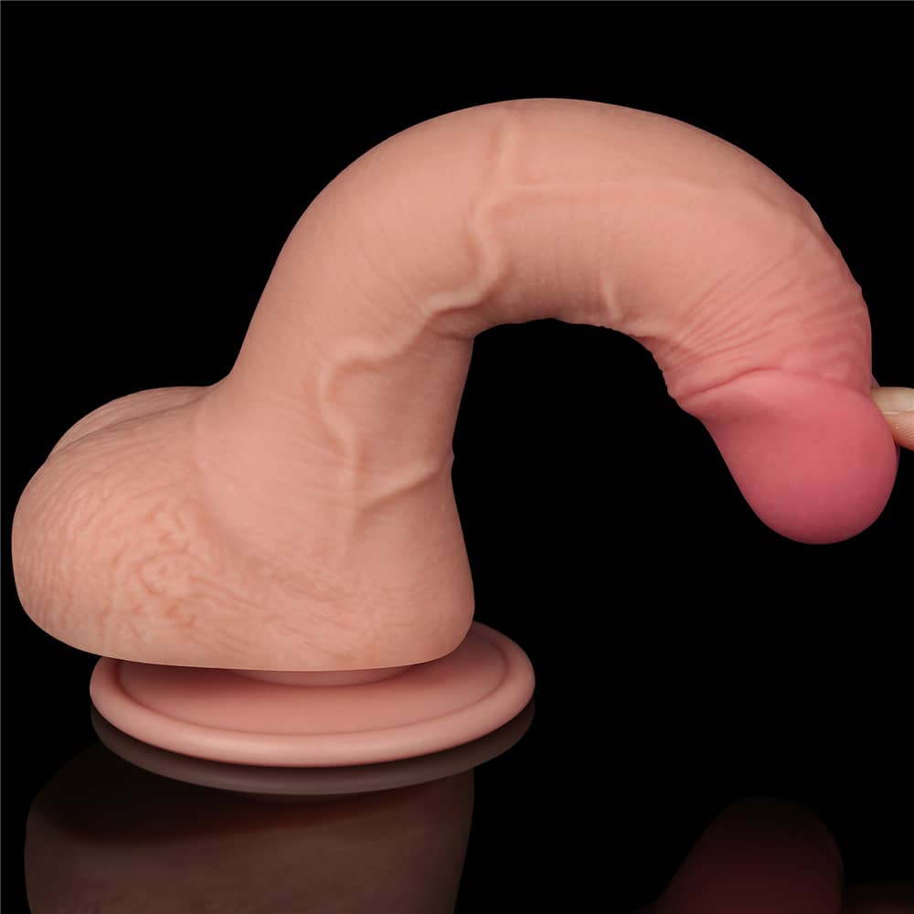 The 7.5 inches flesh sliding skin dual layer dong bends ultra softly