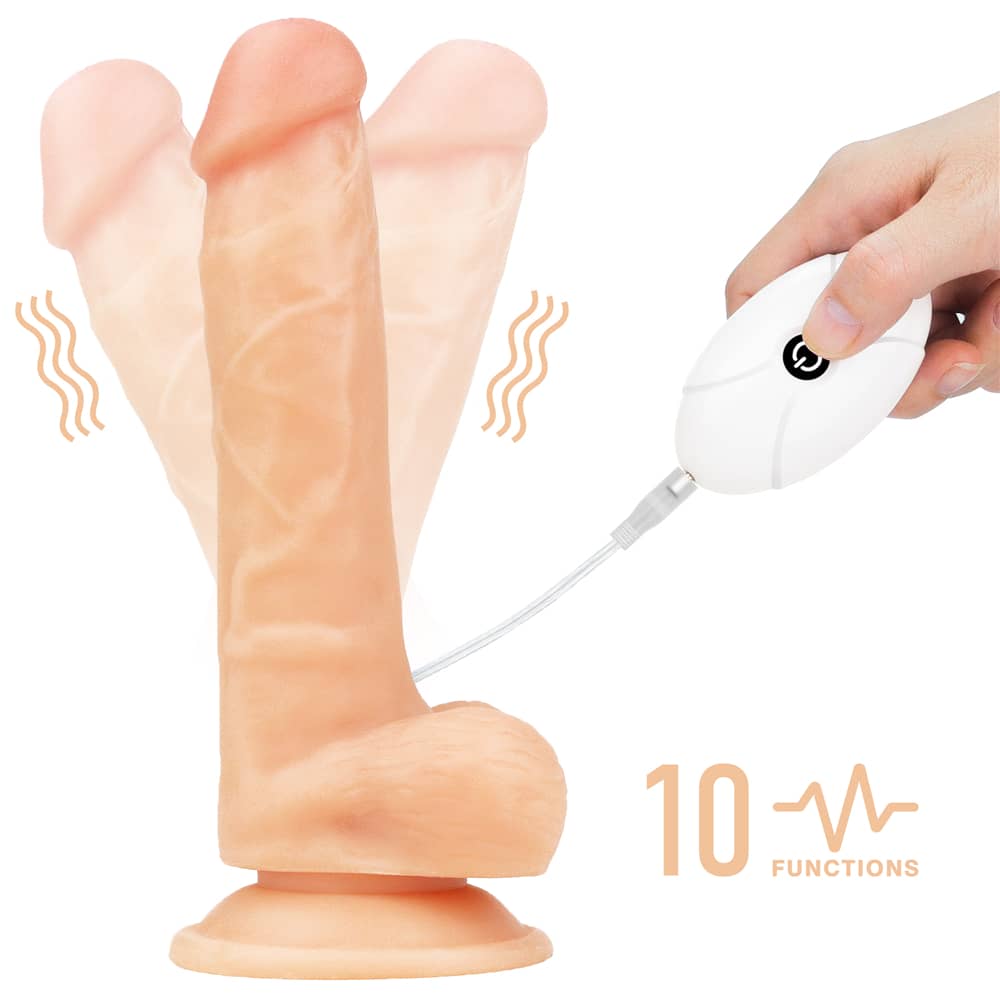 The 7.5 inches vibrating dildo easy strapon set has 10 vibrations