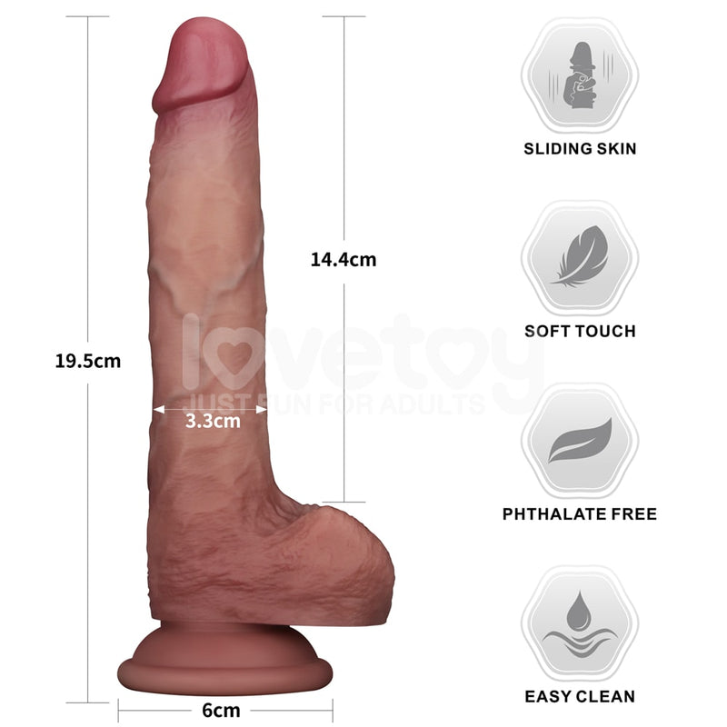 7.5'' Sliding Skin Pro II Dual Layer Silicone Dong