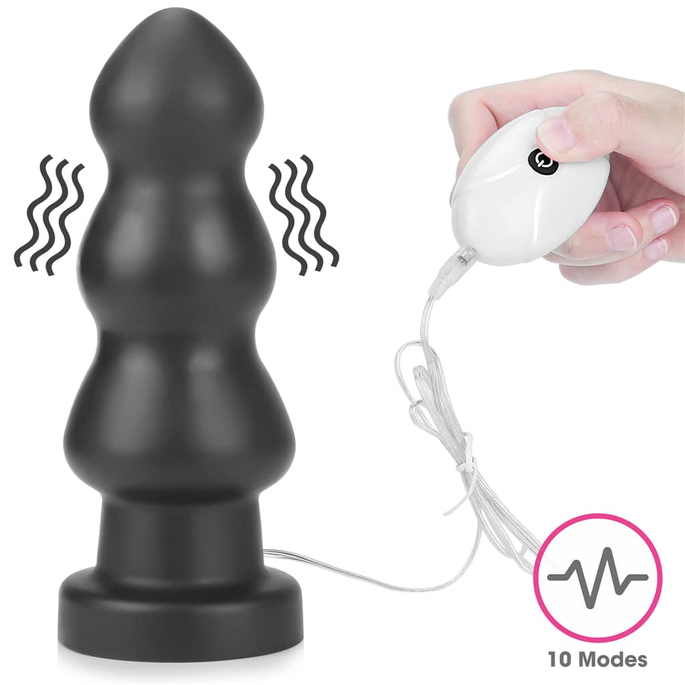 Press the wired controller to make the 7.8 inches king sized vibrating anal rigger vibrate