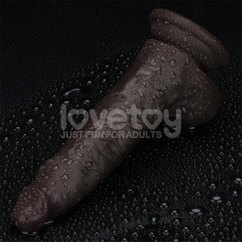 7'' Sliding Skin Pro II Dual Layer Silicone Dong Black