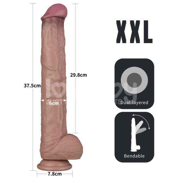 14.5'' Dual Layered Bendable Silicone Cock XXL(Flesh)