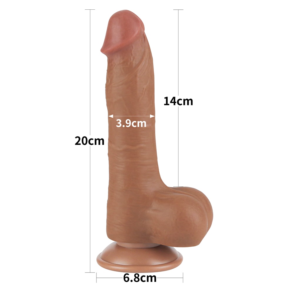 8'' Sliding Skin Dual Density Dildo Brown