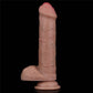 The 8 inches dual layered silicone cock stands upright