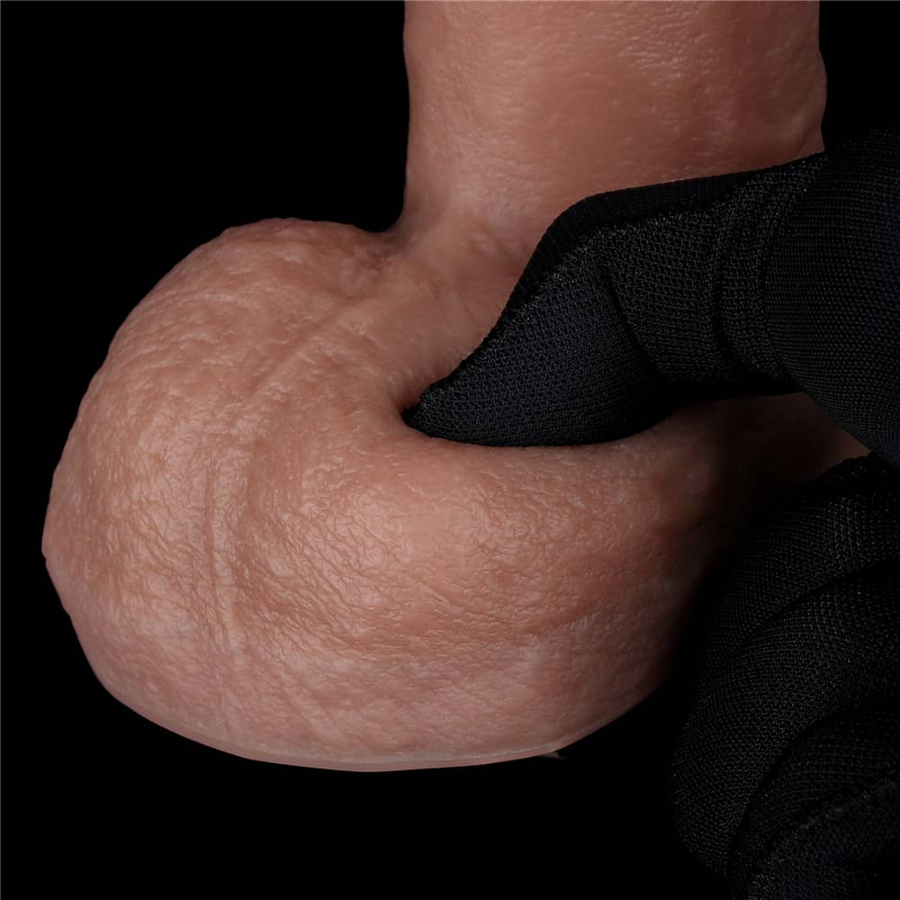 The soft testicle of the 8 inches dual layered silicone cock