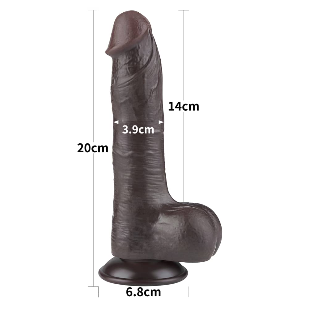 The size of the 8 inches sliding skin black dong 