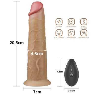 The size of the 8 inches dual layered silicone rotator