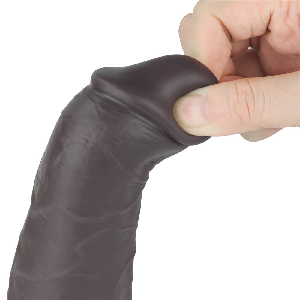 The bulging but soft head of the 8 inches dual layered silicone rotator black