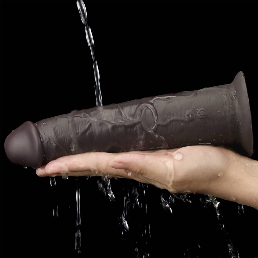 The 8 inches dual layered silicone rotator black is fully washable