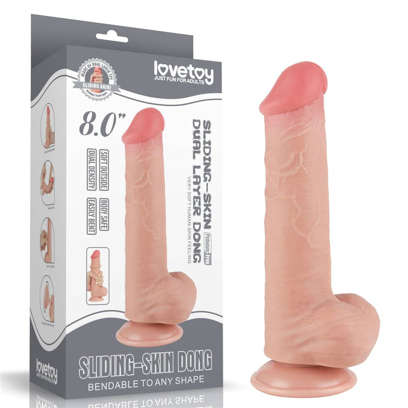 The packaging of the 8 inches sliding skin dual layer flesh dong 