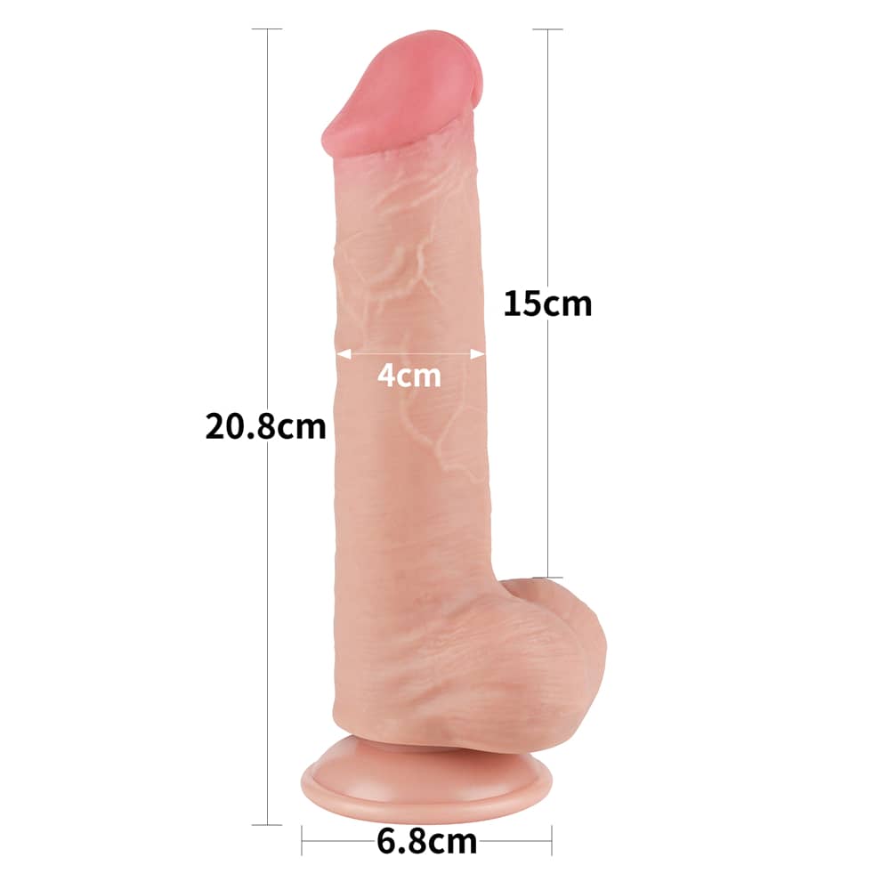 The size of the 8 inches sliding skin dual layer flesh dong 