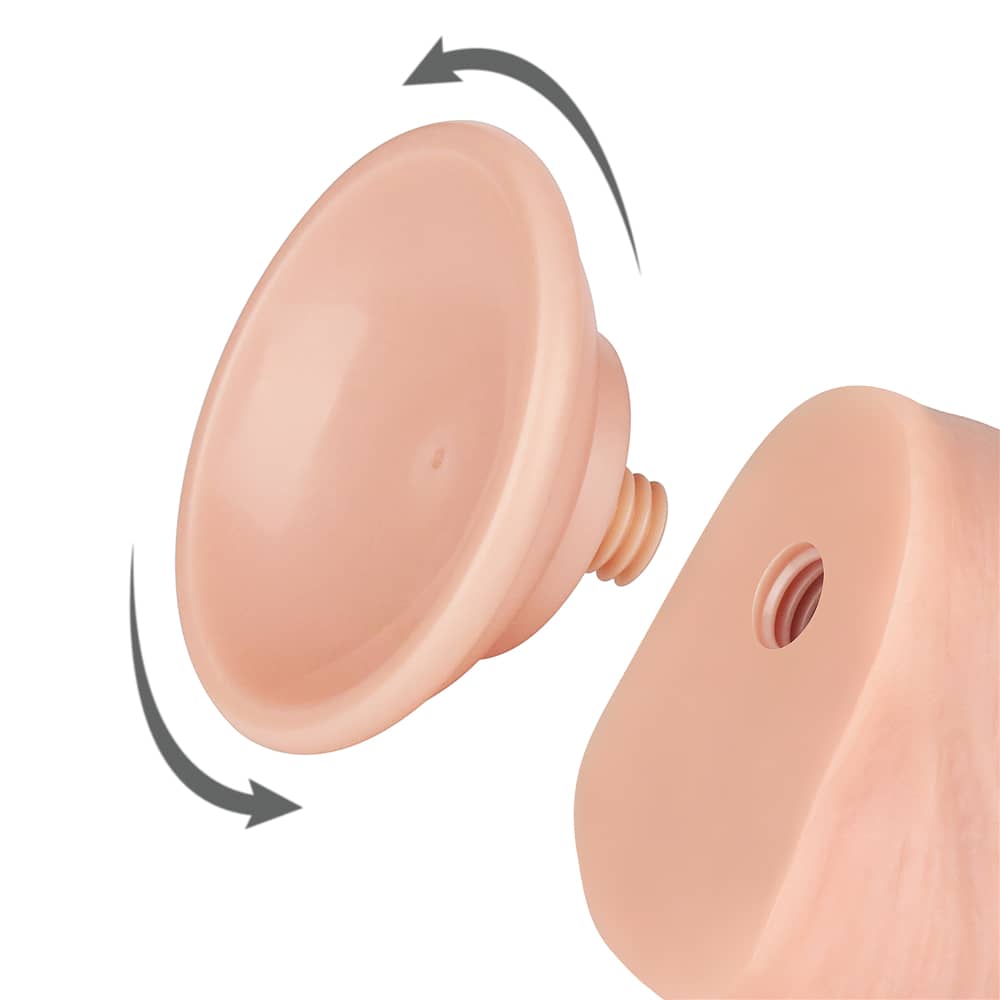 The removable suction cup of the 8 inches sliding skin dual layer flesh dong 