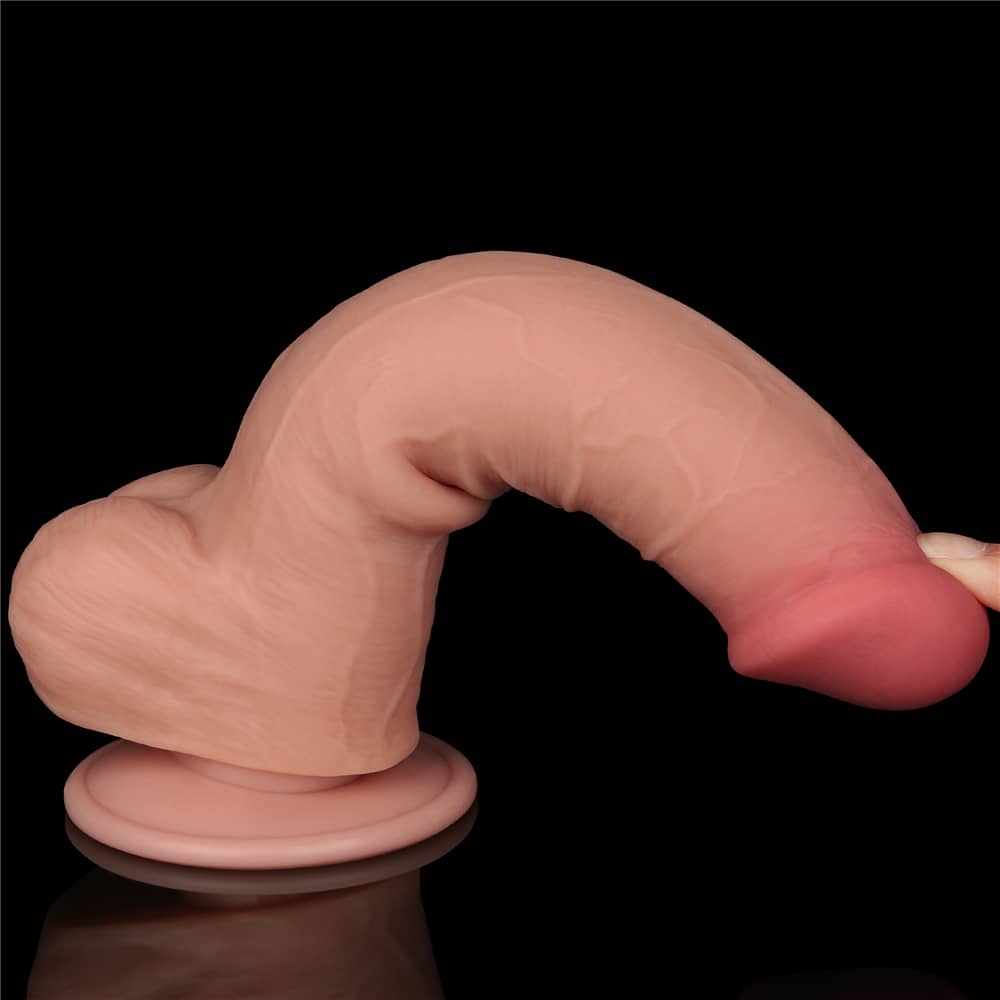 The 8 inches sliding skin dual layer flesh dong  is very flexible