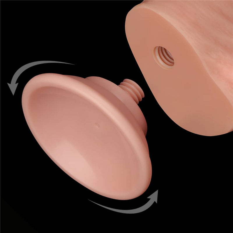 The 8 inches sliding skin dual layer flesh dong has a removable strong suction cup