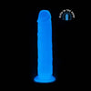 The 8 inches lumino play dildo is upright when emits blue fluorescence