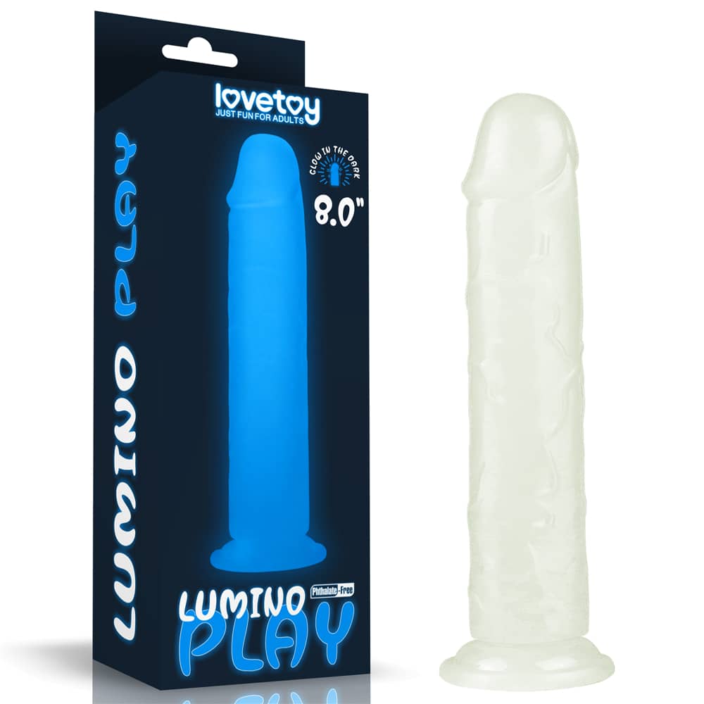 The packaging of the 8 inches lumino play dildo