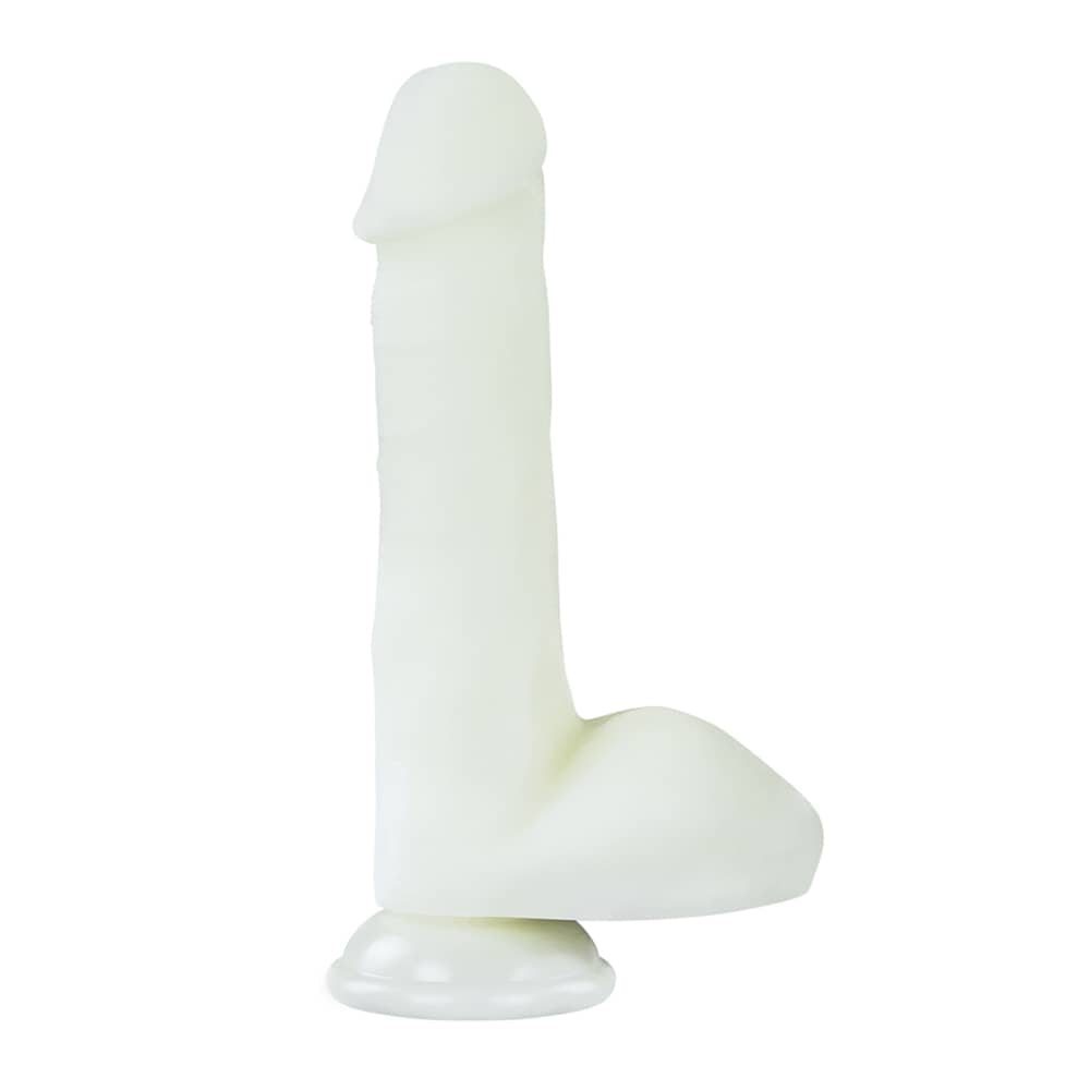 The 8 inches lumino play silicone dildo is upright
