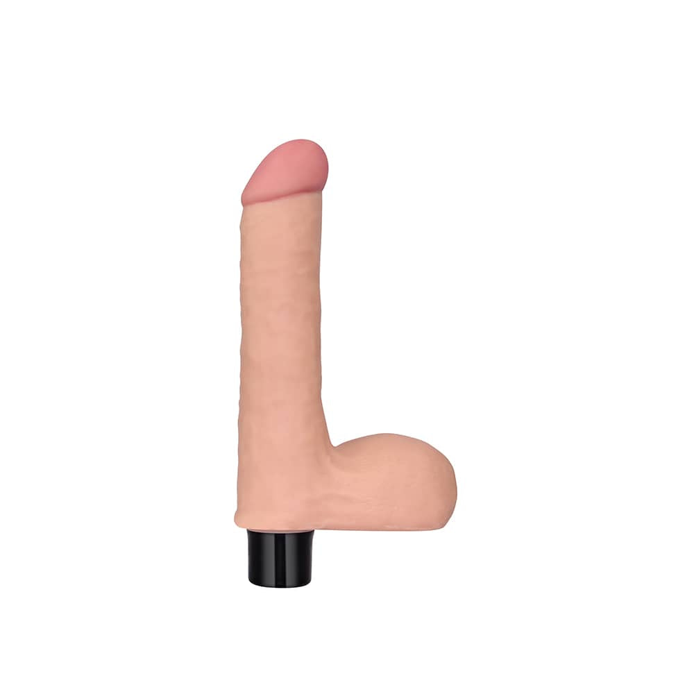 The 8 inches real softee lifelike skin vibrating dildo is upright