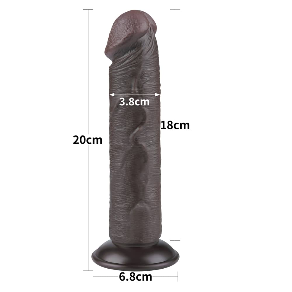 The size of the 8 inches sliding skin dual layer dong black