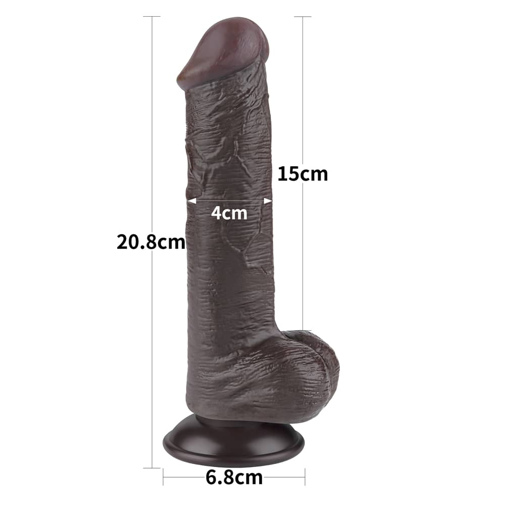The size of the 8 inches sliding skin dual layer dong black