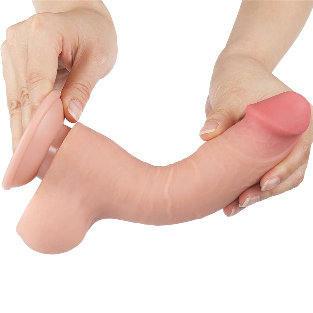 The 8 inches sliding skin dual layer flesh dong is very flexible