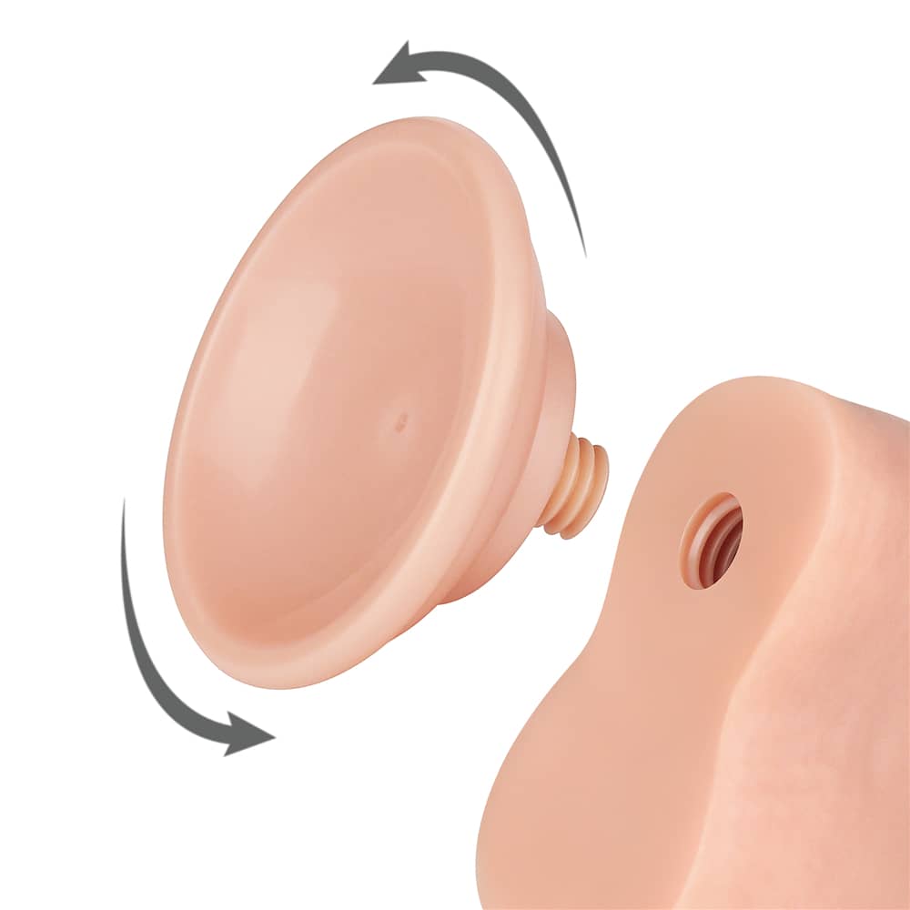 The 8 inches sliding skin dual layer flesh dong has a removable strong suction cup