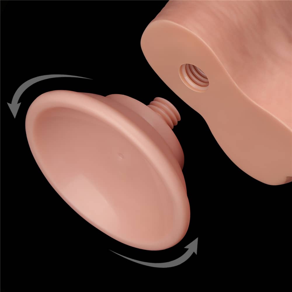 The removable suction cup of the 8 inches sliding skin dual layer flesh dong 