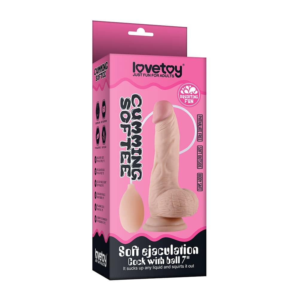 The packaging of the 8 inches soft ejaculation cock with ball