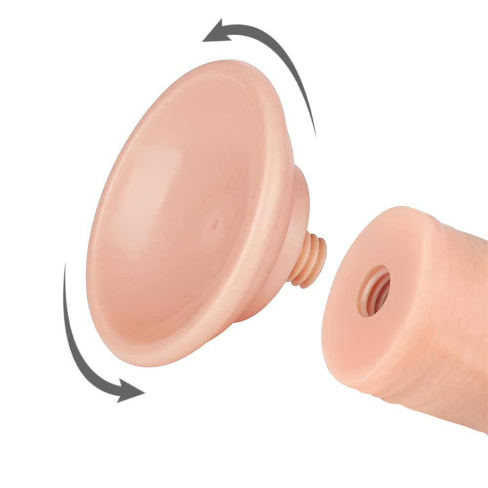 The removable suction cup of the 8 inches sliding skin dual layer flesh dong