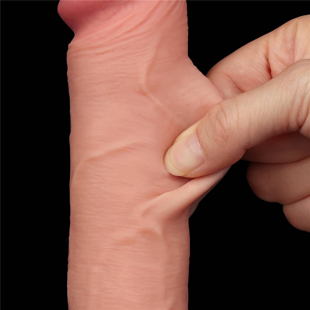 The 8 inches sliding skin dual layer flesh dong adapts dual density sliding-skin technology