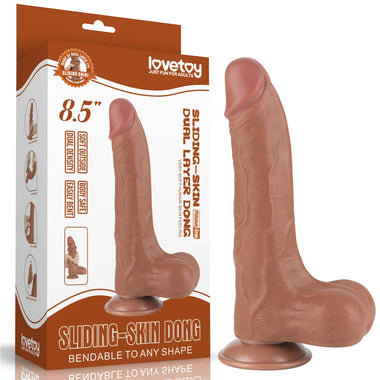 8.5'' Sliding Skin Dual Density Dildo Brown