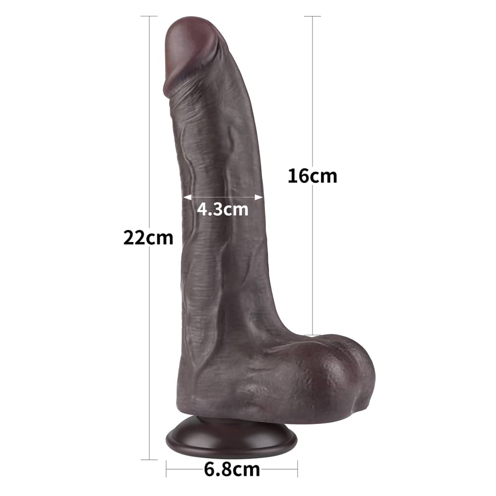 The size of the 8.5 inches sliding skin dual layer black dong 