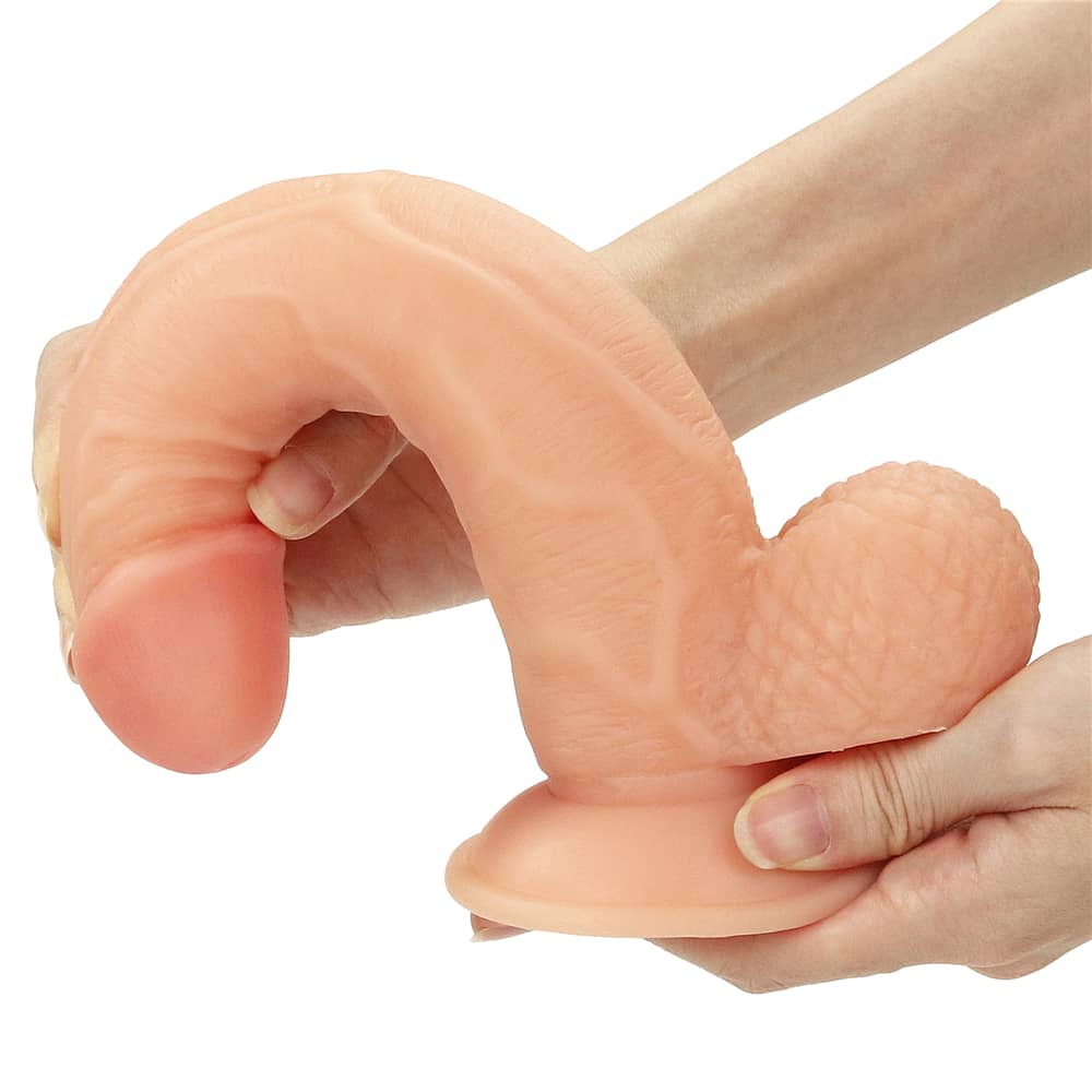 The 8.5 inches strap on dildo bends ultra softly