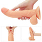 The 8.5 inches strap on dildo adorned with raised veins and a bulbous head
