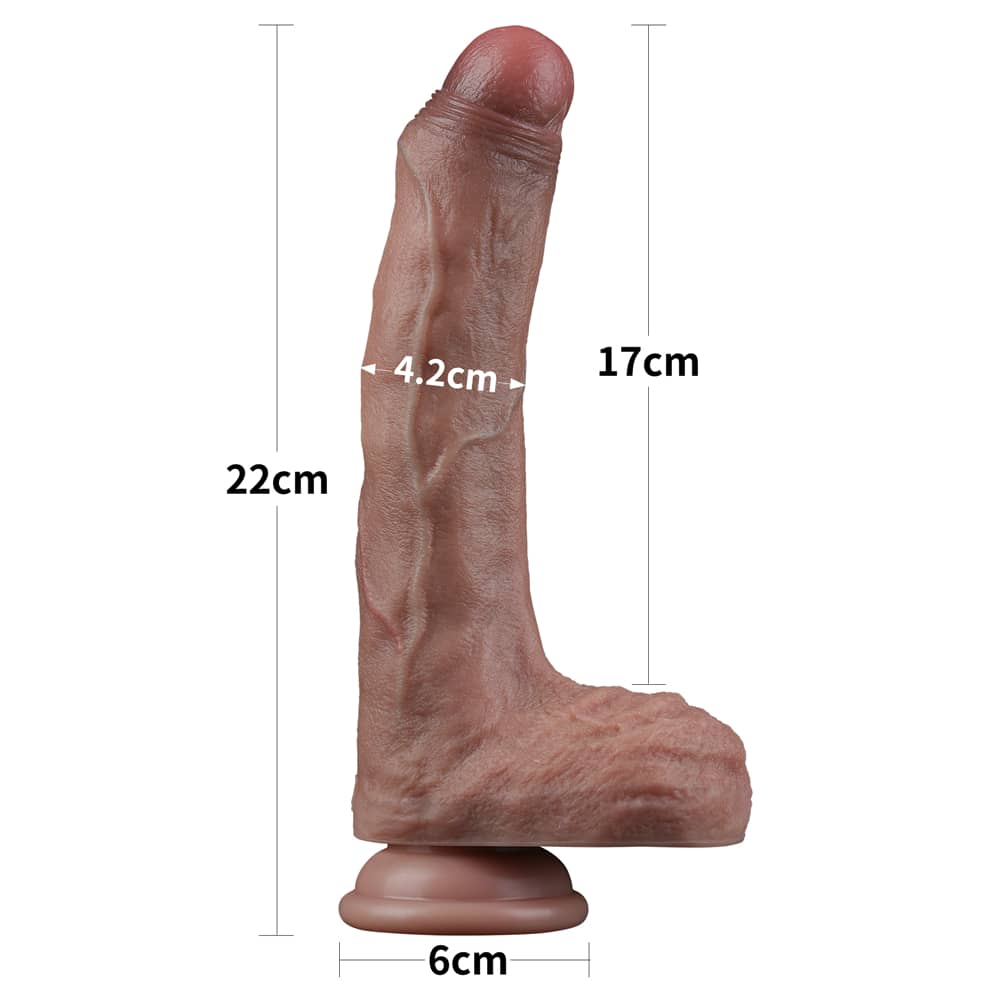 The size of the 8.5 inches dual layered silicone cock