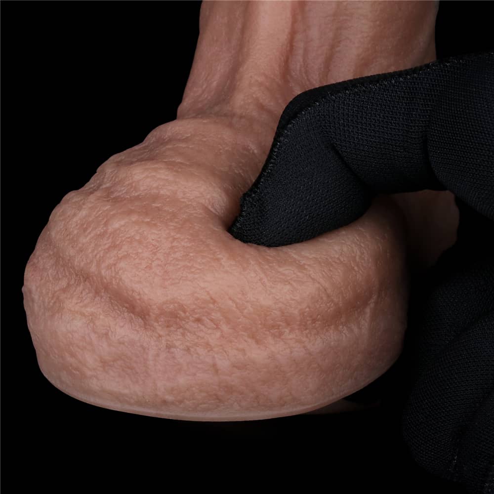 The soft testicle of the 8.5 inches dual layered silicone cock