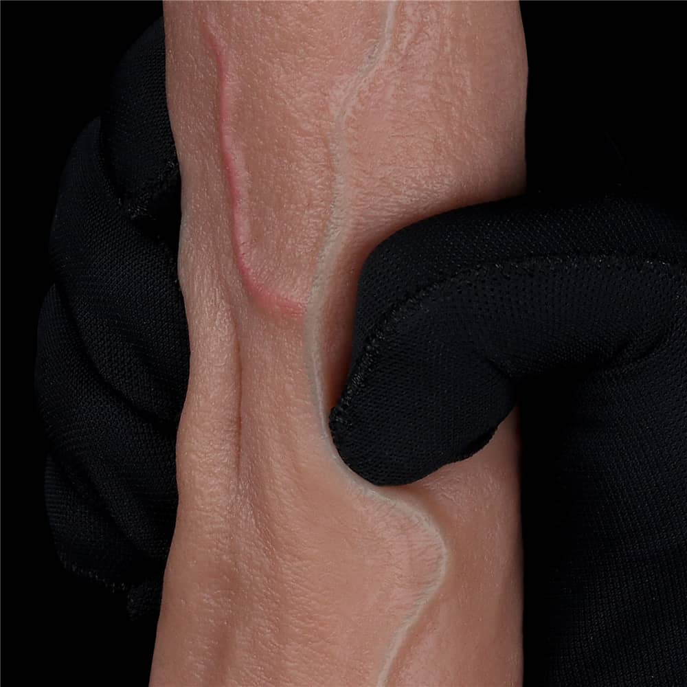 The 8.5 inches dual layered silicone cock adorned with the realistic veins 