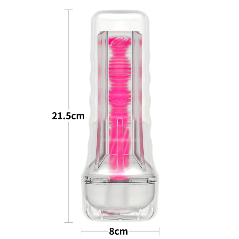 The size of the 8.5 inches pink glow lumino play masturbator