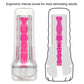 The highly detailed and ergonomically designed tunnel of the 8.5 inches pink glow lumino play masturbator