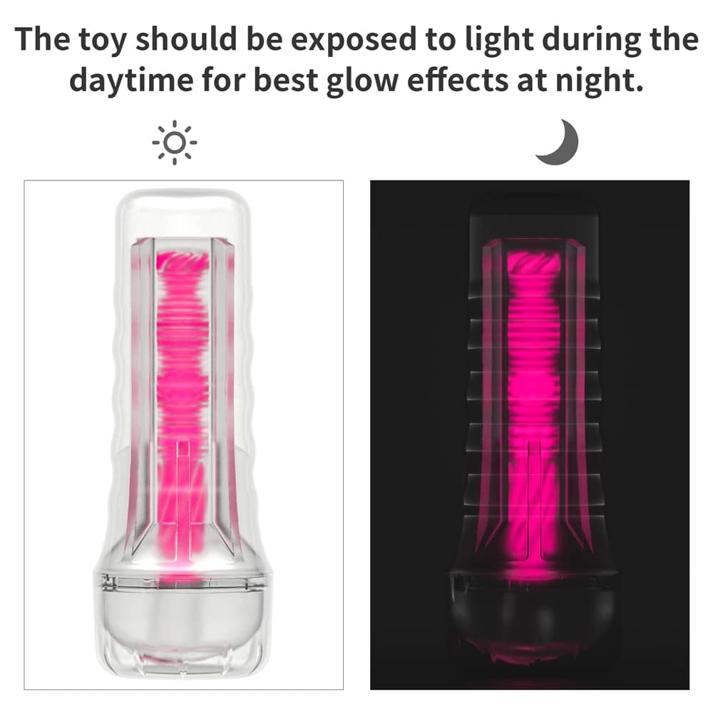  The 8.5 inches pink glow lumino play masturbator should be exposed to light during the daytime for best glow effectis at night