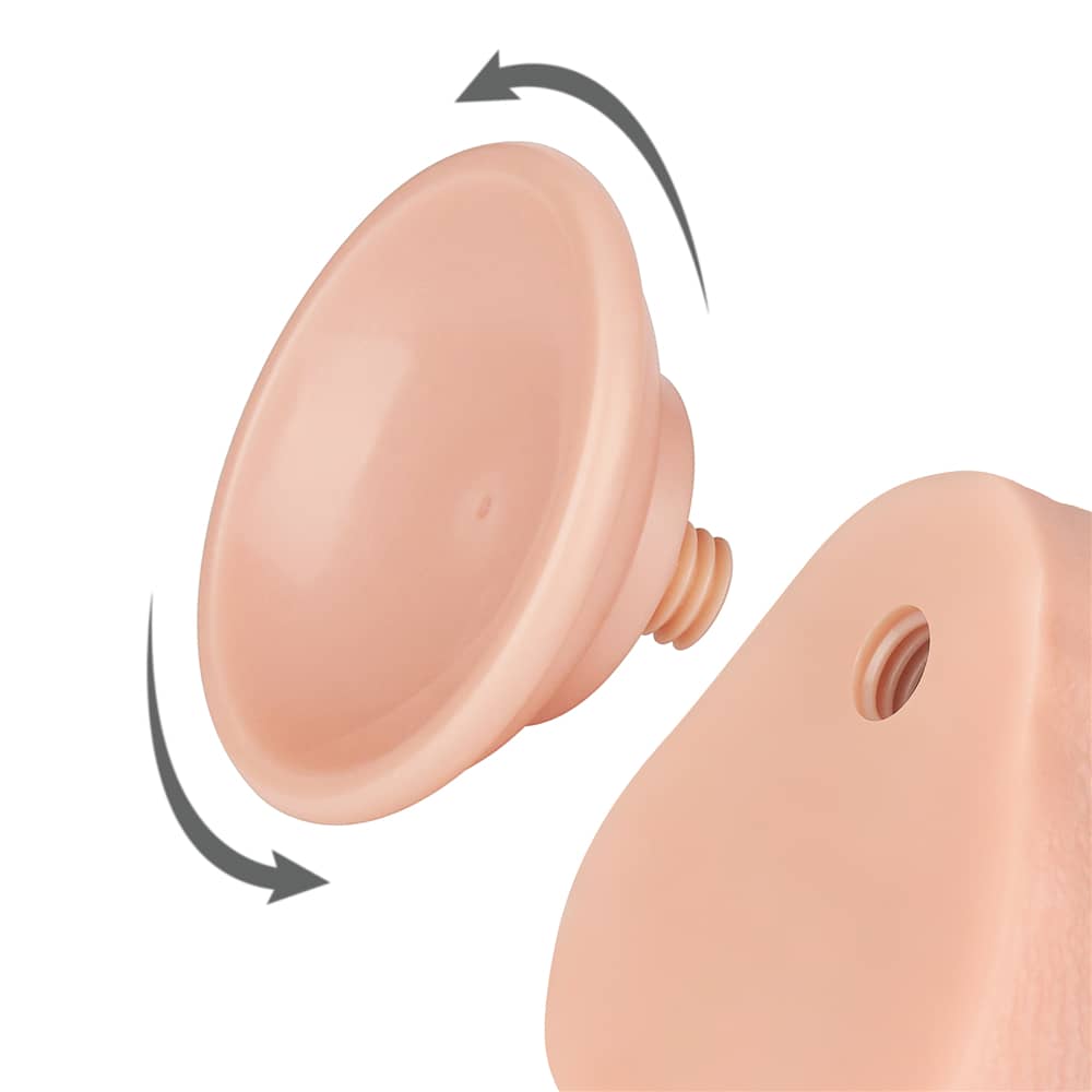 The 8.5 inches flesh sliding skin dual layer dong  features a detachable powerful suction cup
