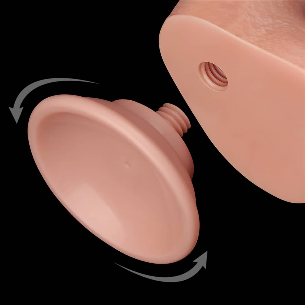 The removable suction cup of the 8.5 inches flesh sliding skin dual layer dong 